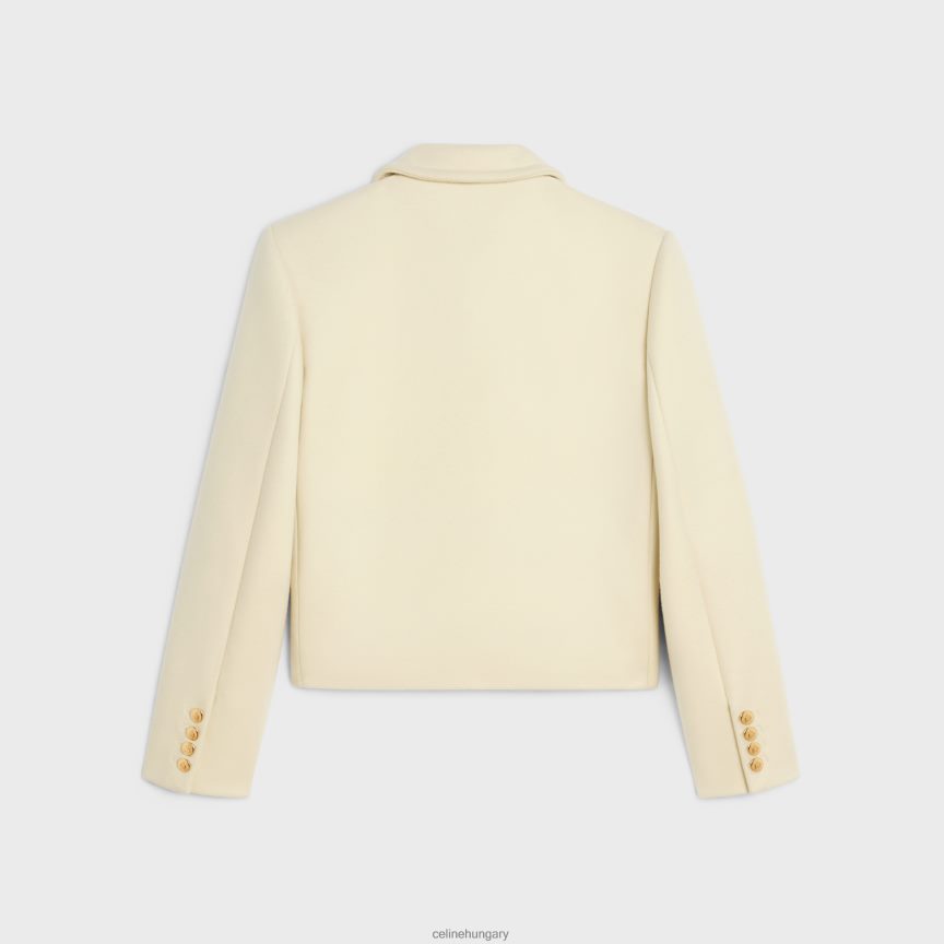 ruházat CELINE kabát claudine gallérral gyapjúszövetből törtfehér nők J6P488687
