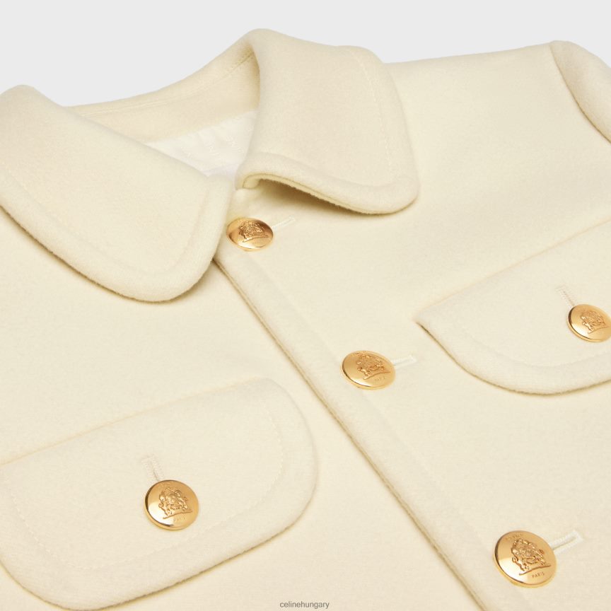 ruházat CELINE kabát claudine gallérral gyapjúszövetből törtfehér nők J6P488687