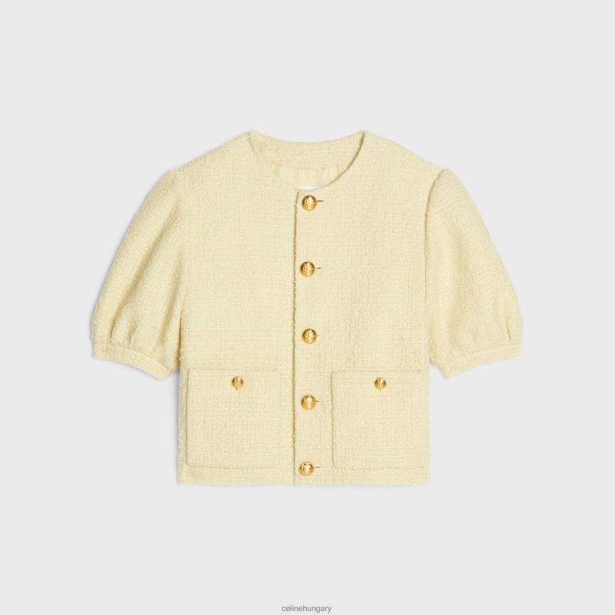 ruházat CELINE kardigán kabát boucle tweedből jaune paille nők J6P488737