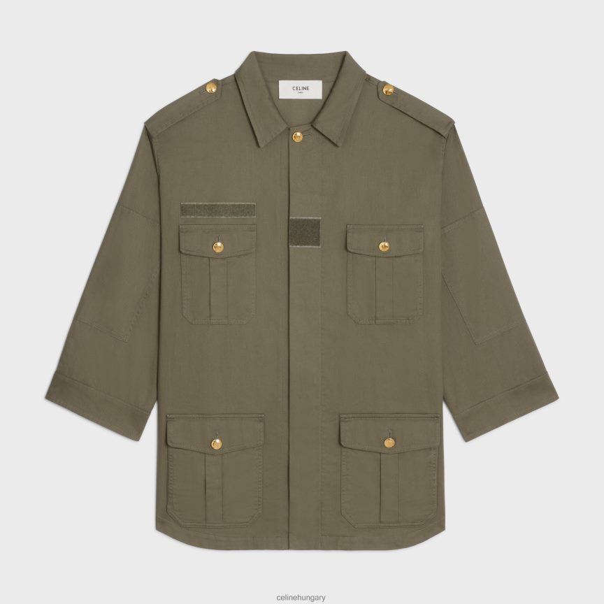 ruházat CELINE katonai kabát könnyű twill anyagból kaki nők J6P488703