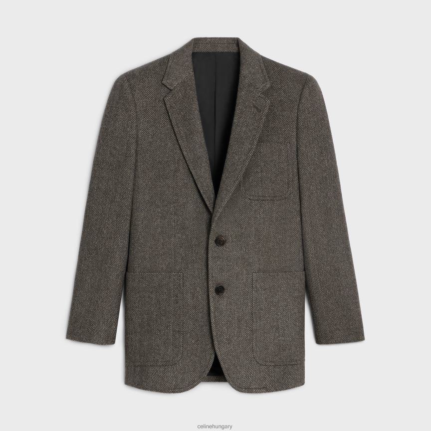 ruházat CELINE klasszikus halszálkás kasmír kabát marron/latte nők J6P488628