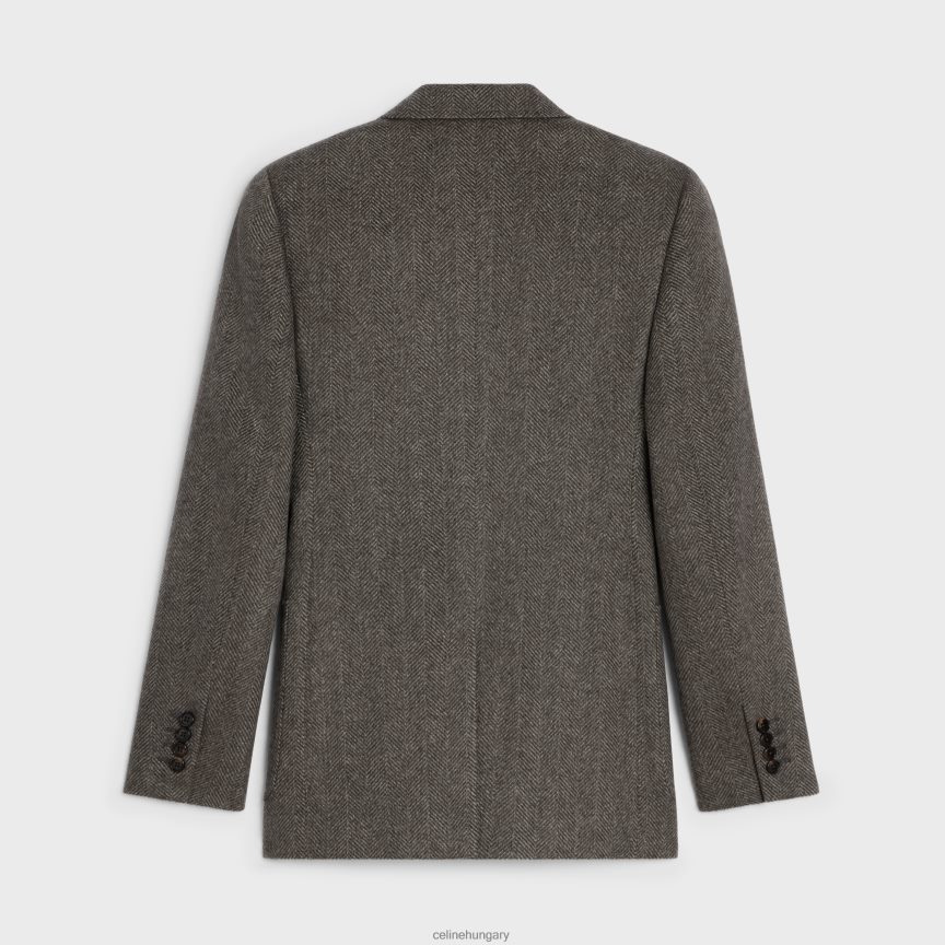 ruházat CELINE klasszikus halszálkás kasmír kabát marron/latte nők J6P488628