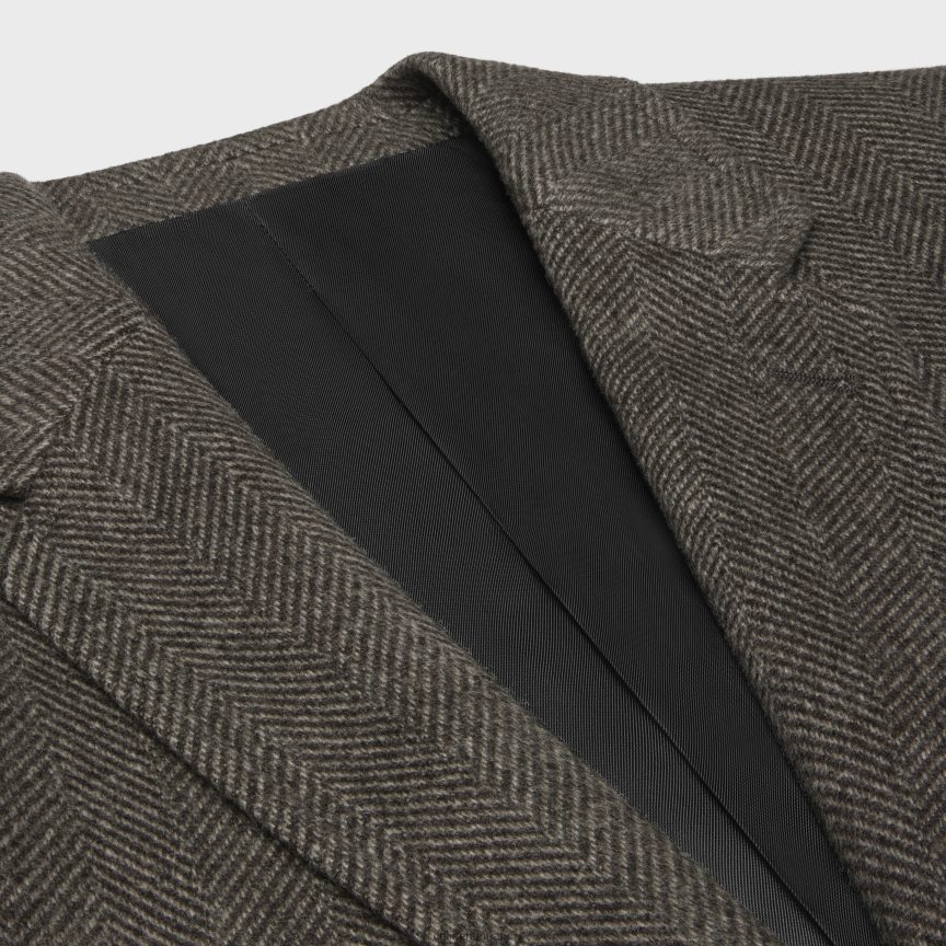 ruházat CELINE klasszikus halszálkás kasmír kabát marron/latte nők J6P488628