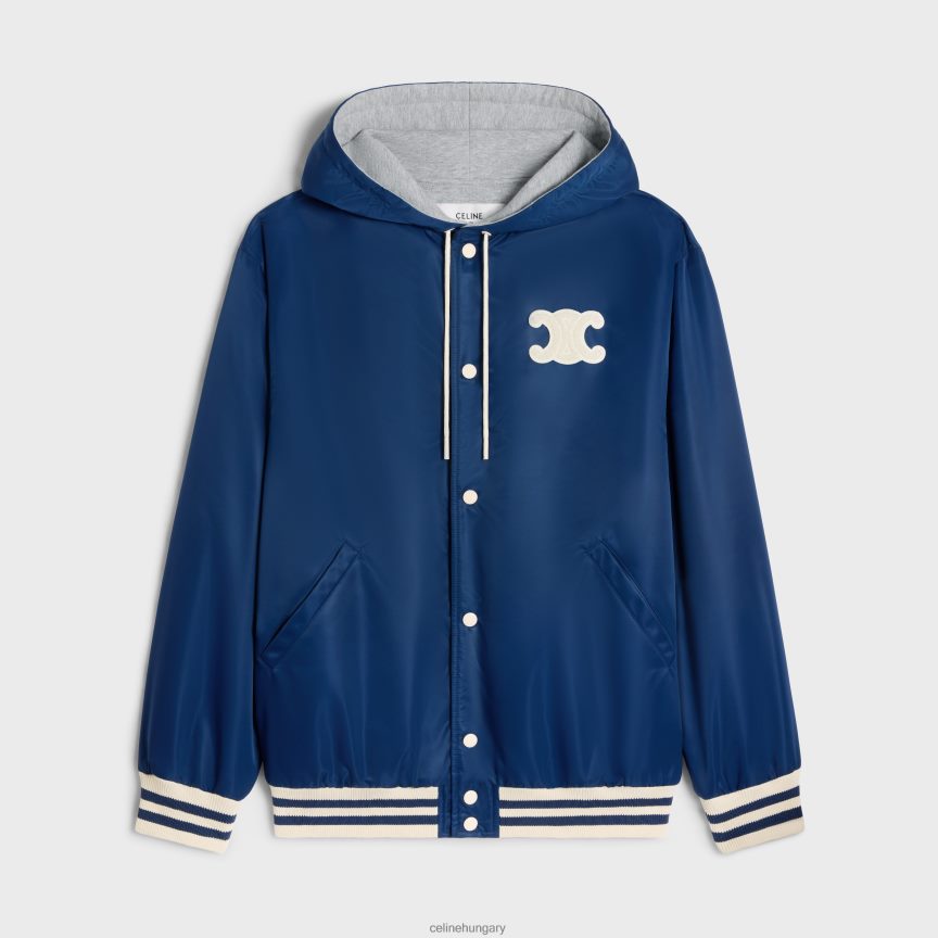 ruházat CELINE párizsi kapucnis teddy kabát nylonból haditengerészet nők J6P488667