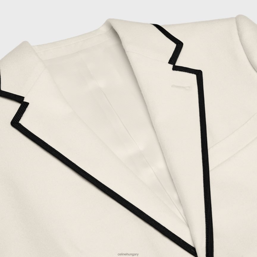 ruházat CELINE rövid kasmír flanel kabát törtfehér nők J6P488710