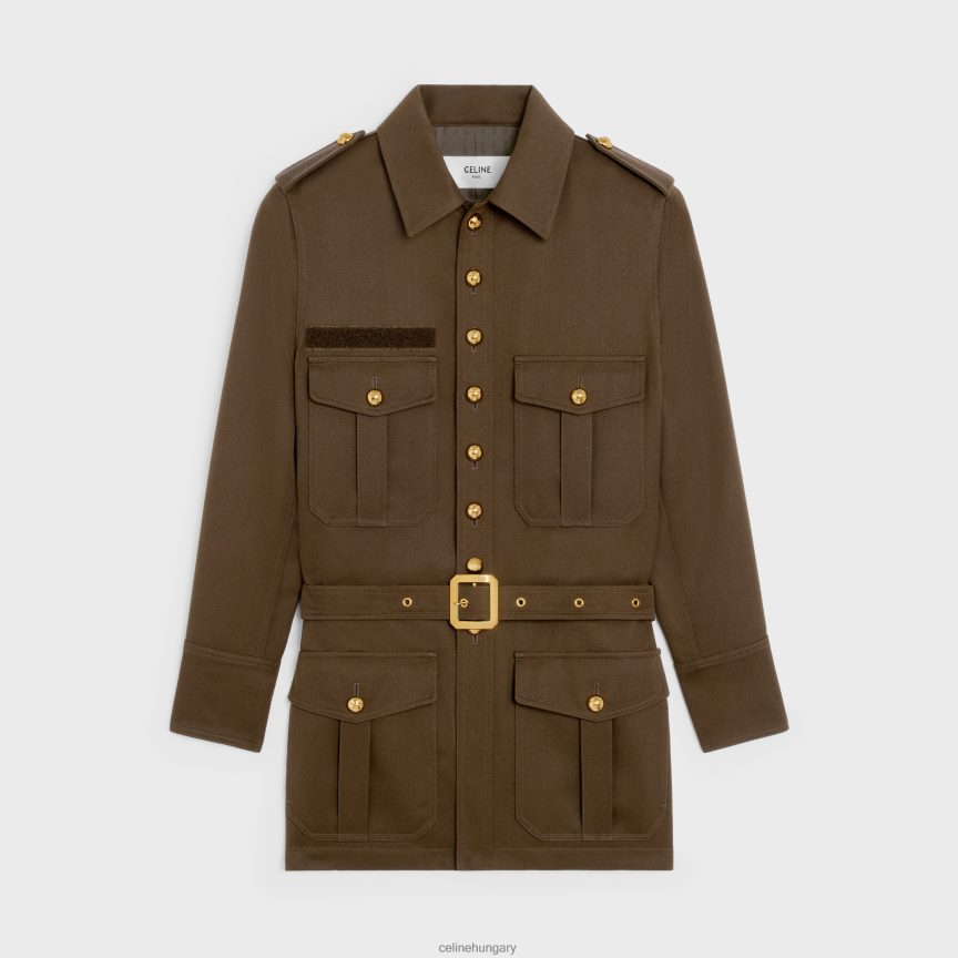 ruházat CELINE saharienne kabát átlós gyapjúból katonai barna nők J6P488698