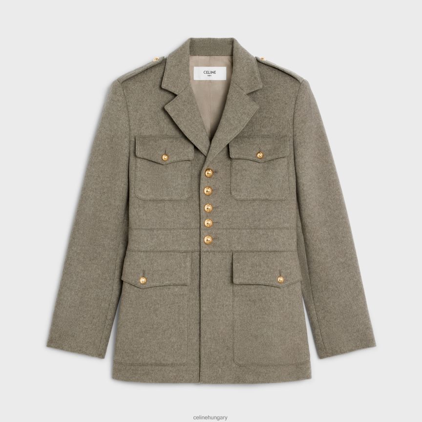 ruházat CELINE saharienne kabát átlós kasmírból bézs gris nők J6P488699