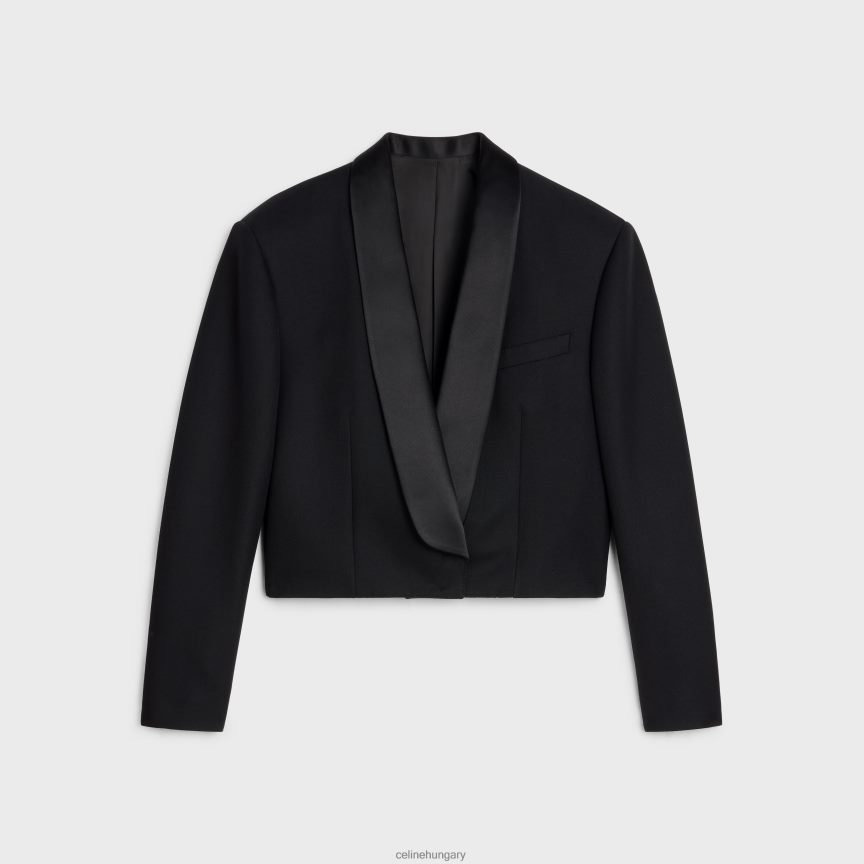 ruházat CELINE spencer tux kabát grain de poudre színben fekete nők J6P488725
