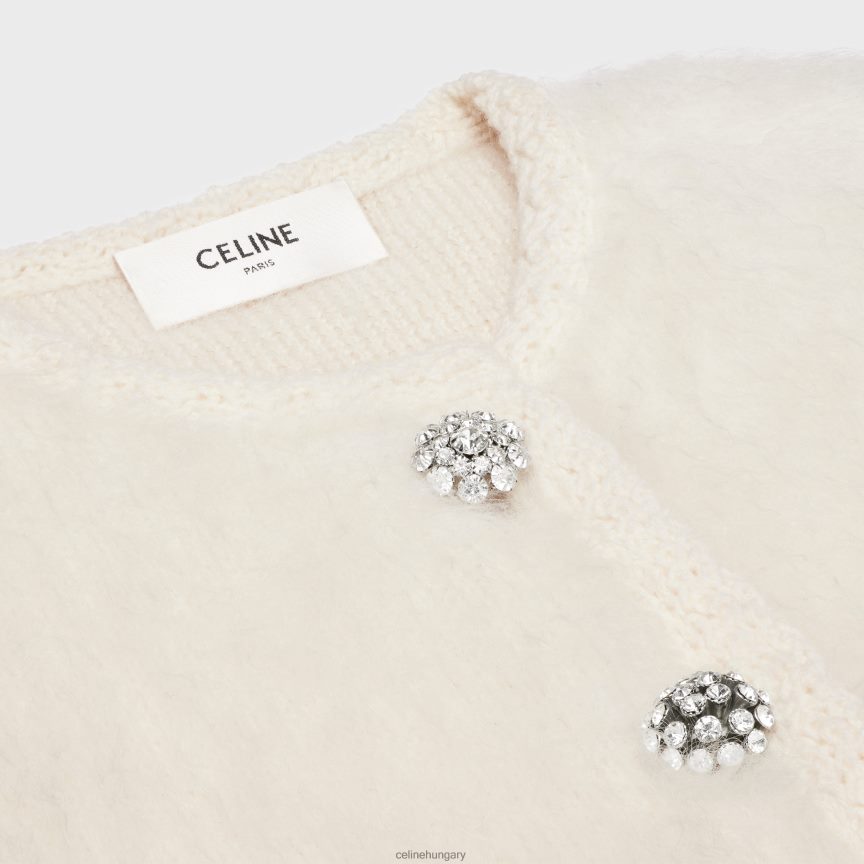 ruházat CELINE szálcsiszolt moherből készült kardigán kabát törtfehér nők J6P488766