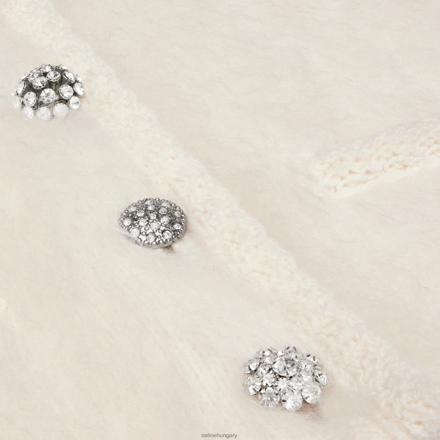 ruházat CELINE szálcsiszolt moherből készült kardigán kabát törtfehér nők J6P488766