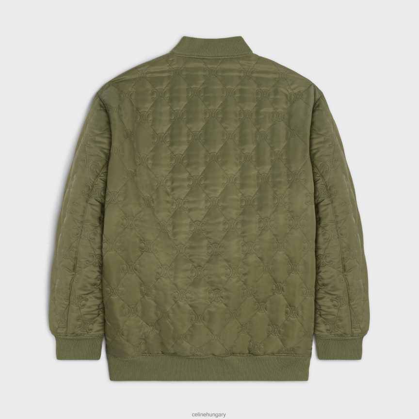 ruházat CELINE túlméretezett triomphe teddy kabát nylon twill anyagból kaki nők J6P488662