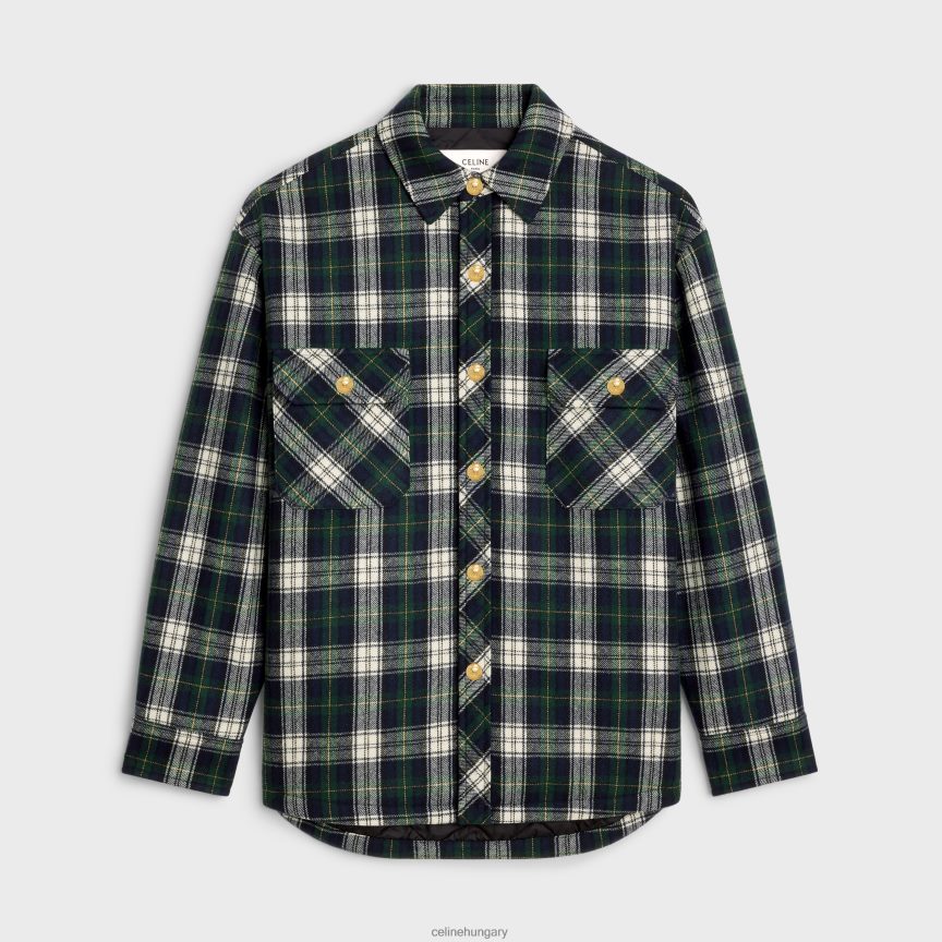 ruházat CELINE tartán kasmír felsőing navy/vert/ecru nők J6P488732