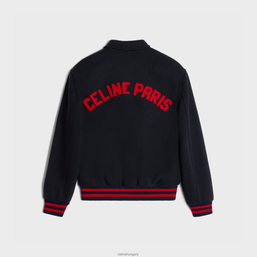 ruházat CELINE texturált gyapjú párizsi mackó kabát haditengerészet nők J6P488664