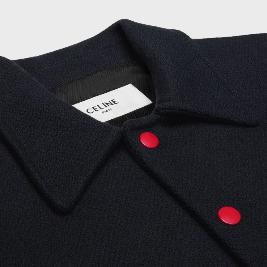 ruházat CELINE texturált gyapjú párizsi mackó kabát haditengerészet nők J6P488664