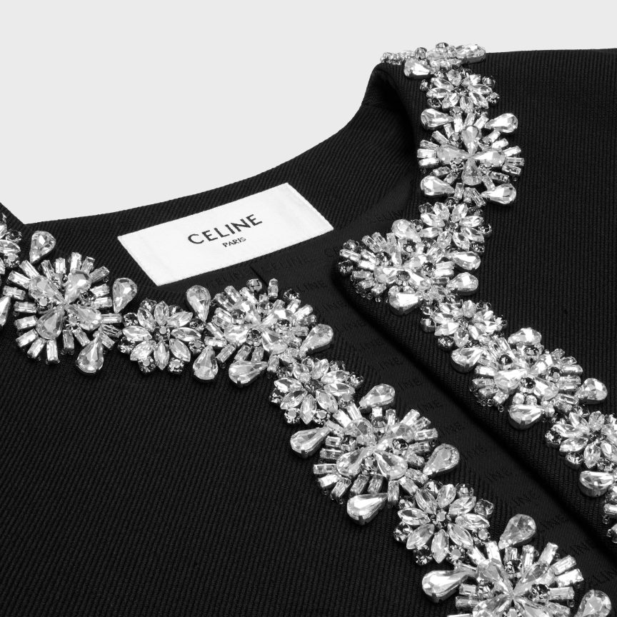 ruházat CELINE átlós gyapjúból hímzett chelsea kabát fekete nők J6P488551