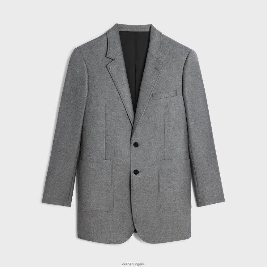 ruházat CELINE tommy kabát kasmír flanelből gris melange nők J6P488575