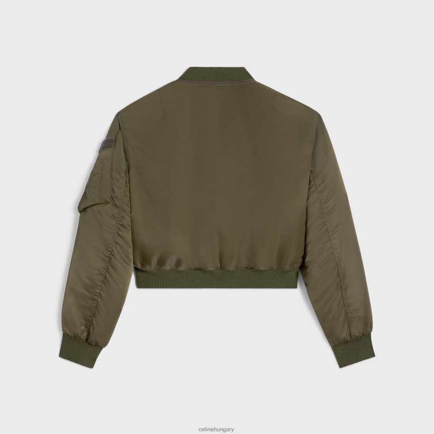 ruházat CELINE vágott bomber kabát nylon twill anyagból katonai zöld nők J6P488593