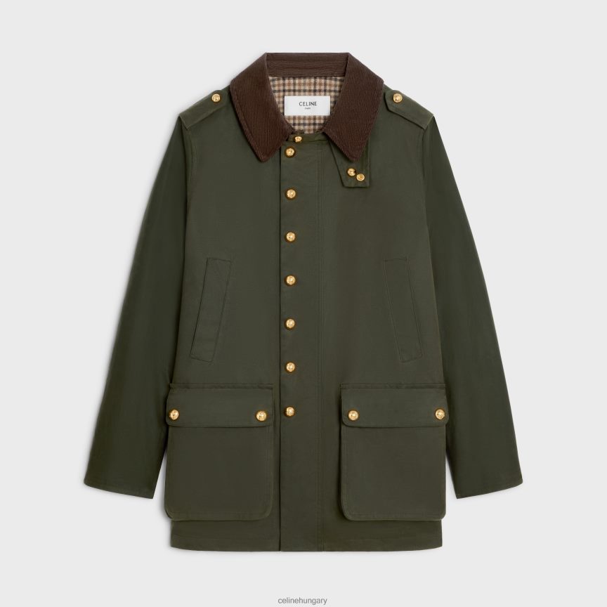 ruházat CELINE viaszos anyagú vadászkabát sötét kaki nők J6P488702