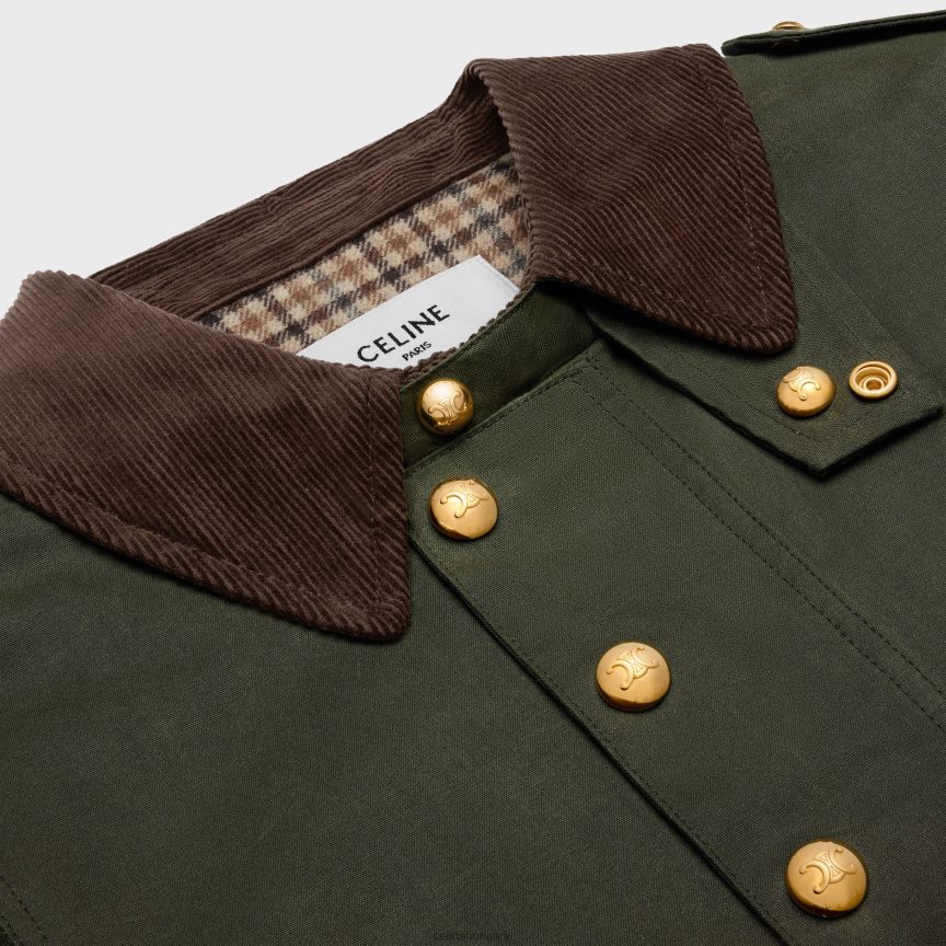 ruházat CELINE viaszos anyagú vadászkabát sötét kaki nők J6P488702