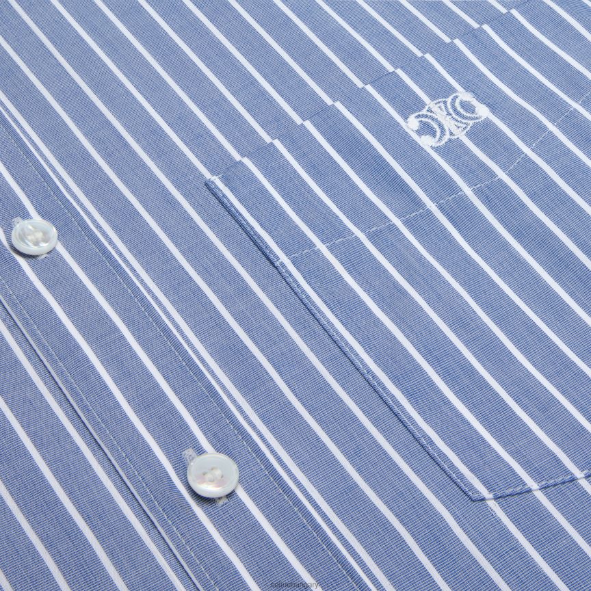 ruházat CELINE cambridge ing csíkos chambray pamutból bleu/blanc nők J6P488635