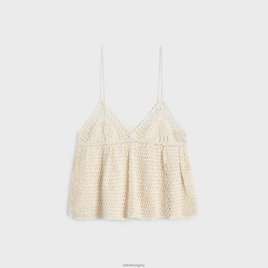 ruházat CELINE felső vékony pántokkal horgolt pamutból törtfehér nők J6P488642