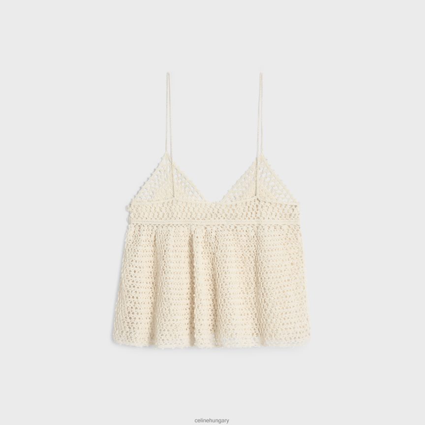 ruházat CELINE felső vékony pántokkal horgolt pamutból törtfehér nők J6P488642