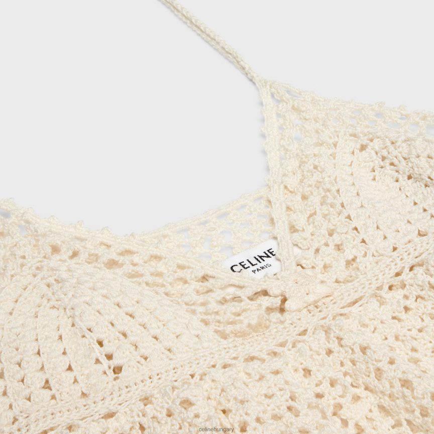 ruházat CELINE felső vékony pántokkal horgolt pamutból törtfehér nők J6P488642
