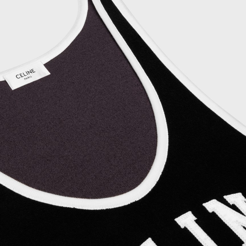 ruházat CELINE frottír dzsörzé nadrág fekete-fehér nők J6P488889