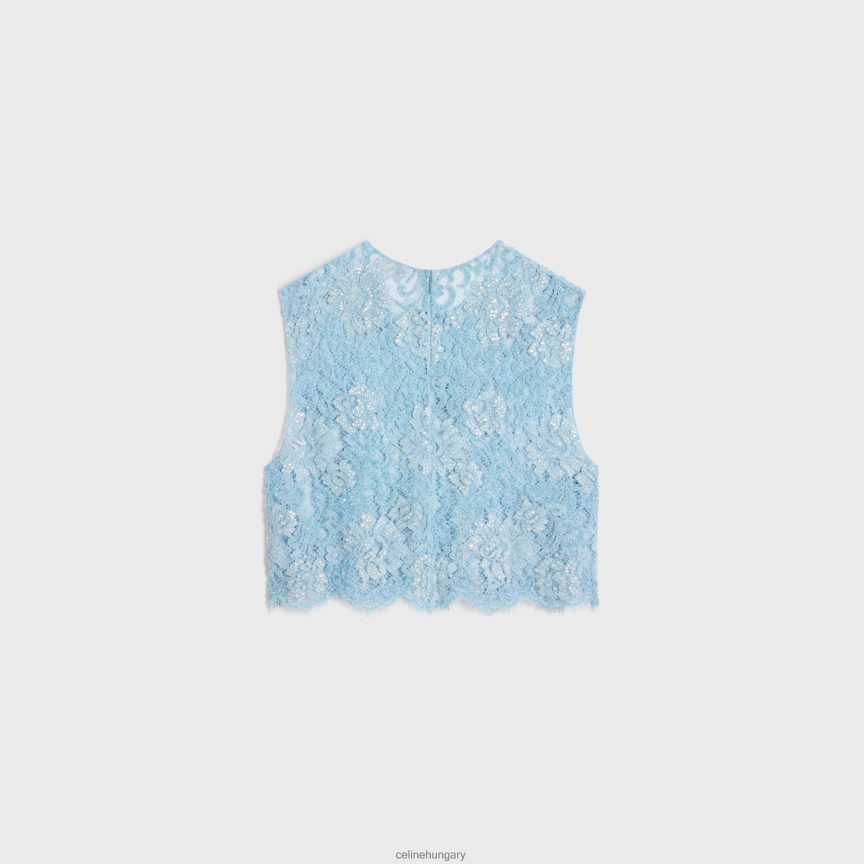 ruházat CELINE hímzett csipke felső babakék nők J6P488581