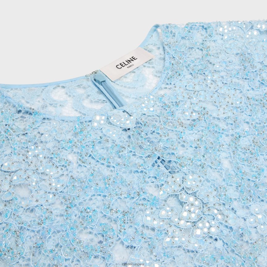 ruházat CELINE hímzett csipke felső babakék nők J6P488581