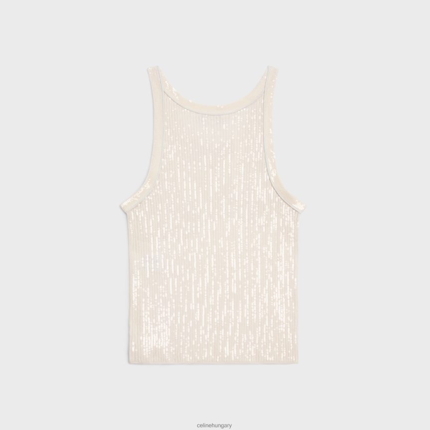 ruházat CELINE hímzett felső bordás selyemből törtfehér nők J6P488570