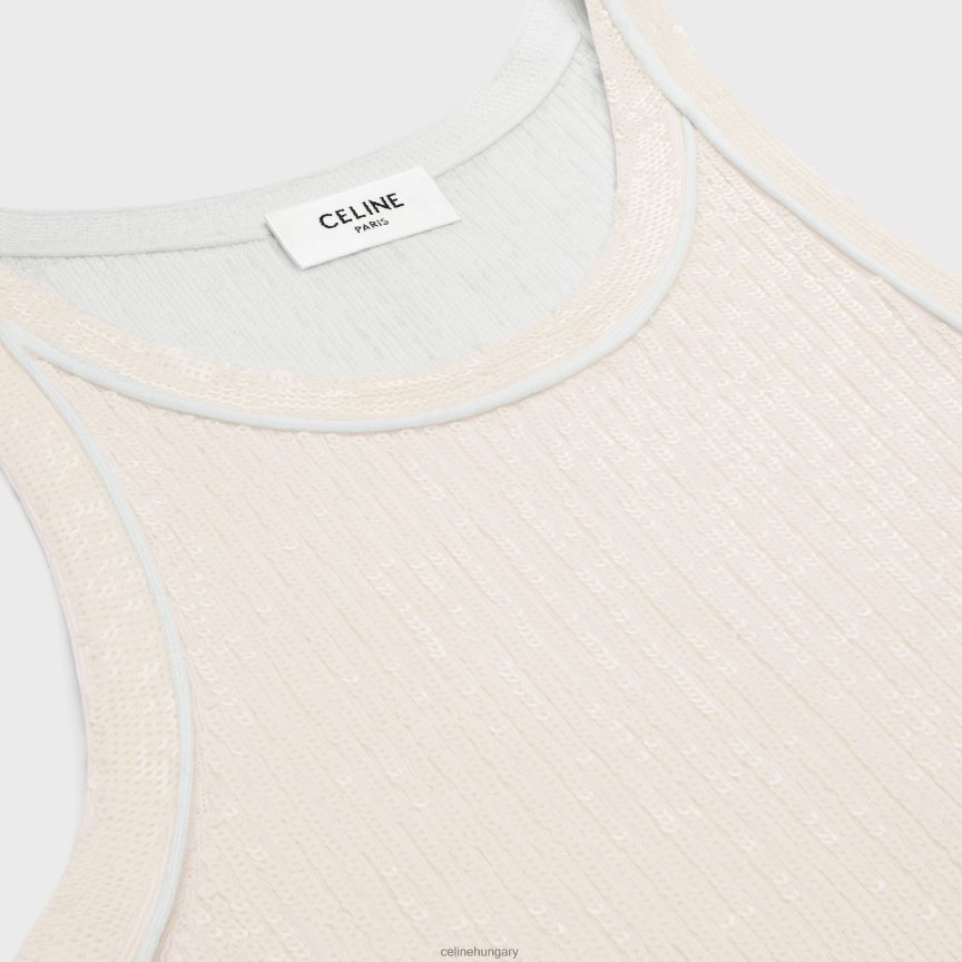 ruházat CELINE hímzett felső bordás selyemből törtfehér nők J6P488570