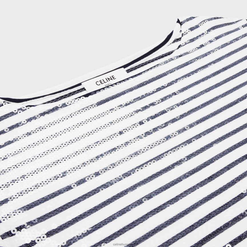 ruházat CELINE hímzett marinier pamut dzsörzé törtfehér/tengerészet nők J6P488846