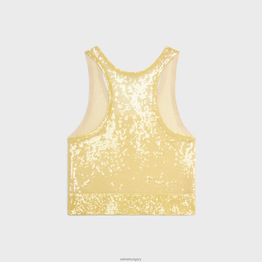 ruházat CELINE hímzett selyem felső halványsárga nők J6P488847