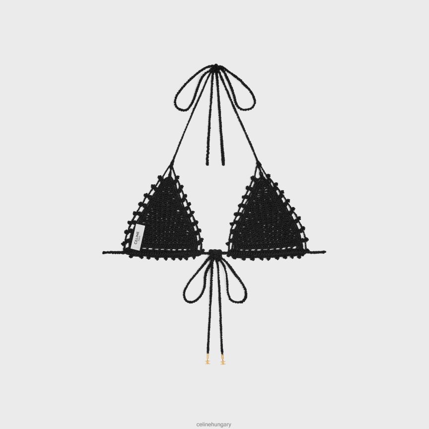 ruházat CELINE háromszög felső horgolt pamutból fekete nők J6P488849