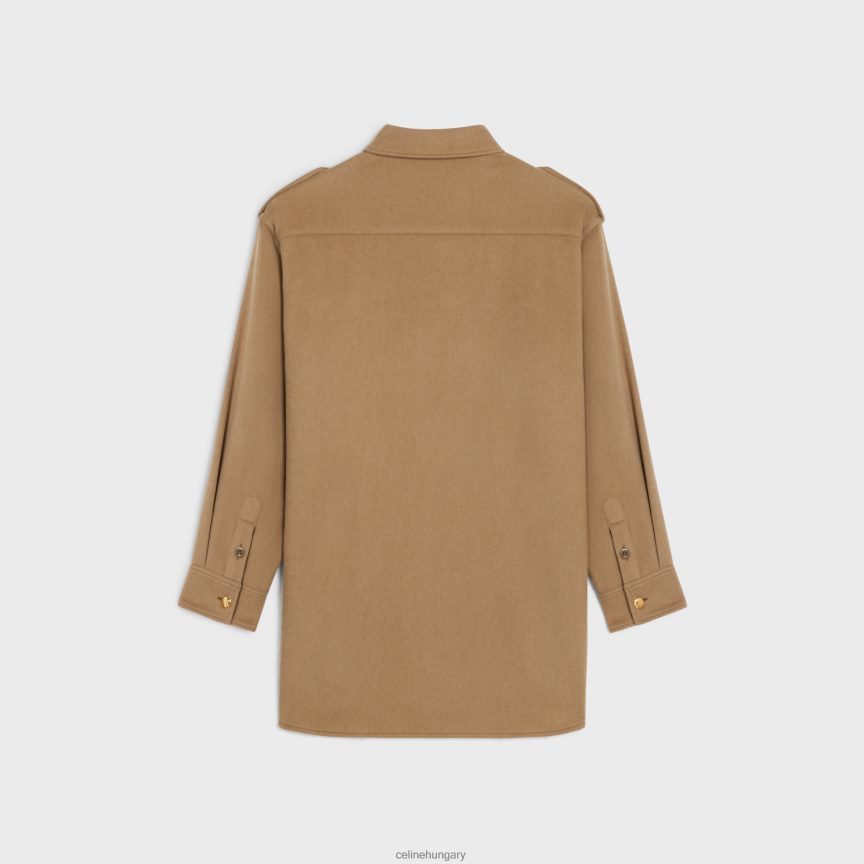 ruházat CELINE katonai felsőing flanelből zerge nők J6P488634