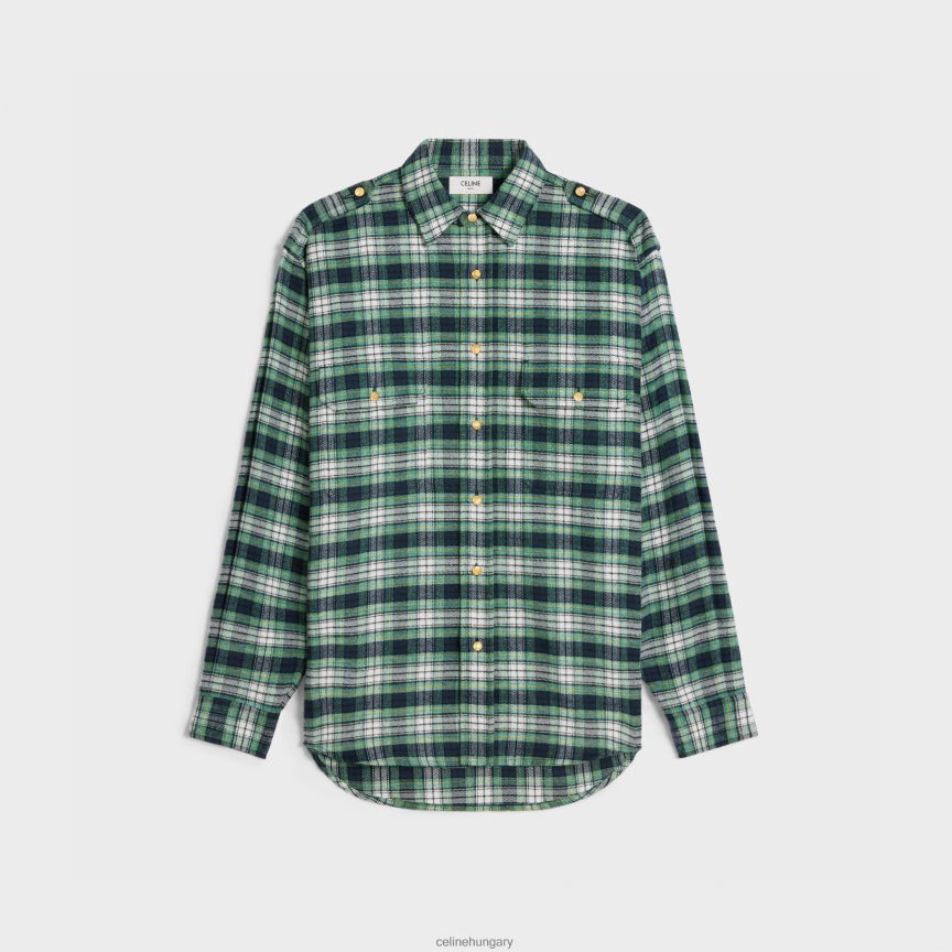 ruházat CELINE kockás flanel felsőing ekrü/türkiz/kék nők J6P488632