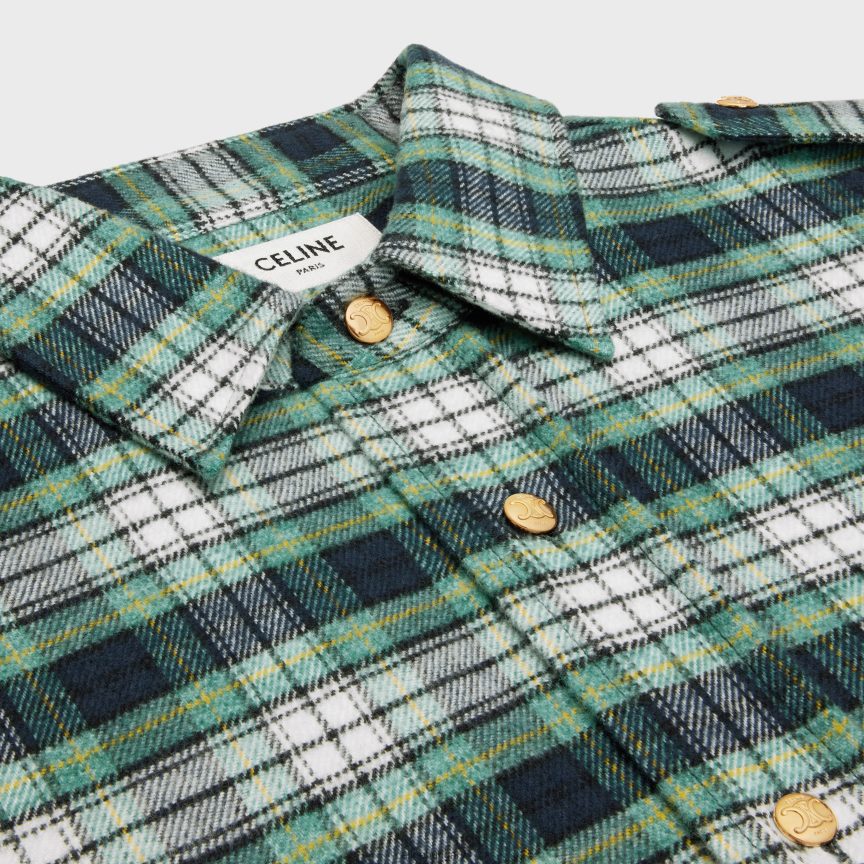 ruházat CELINE kockás flanel felsőing ekrü/türkiz/kék nők J6P488632