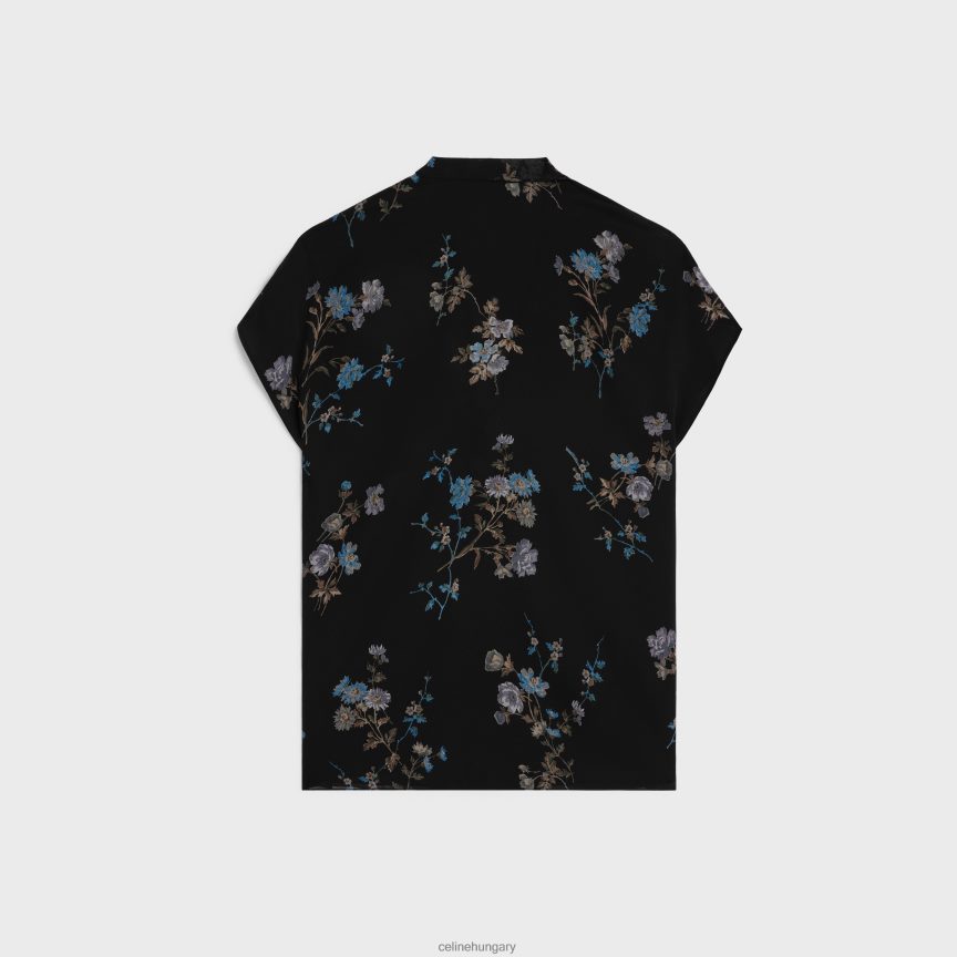 ruházat CELINE lavalliere blúz selyemgeorgette-ből noir/bleu nők J6P488841