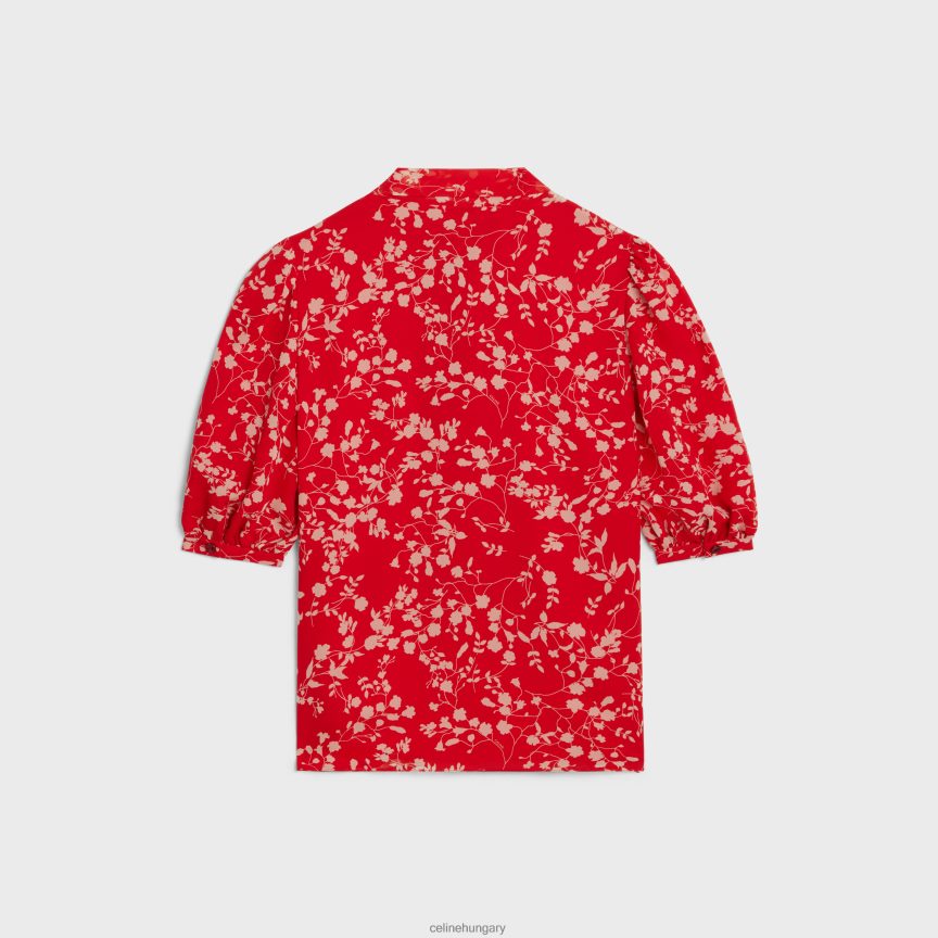 ruházat CELINE lavalliere blúz selyemgeorgette-ből rouge/craie nők J6P488842