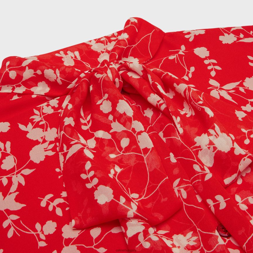 ruházat CELINE lavalliere blúz selyemgeorgette-ből rouge/craie nők J6P488842