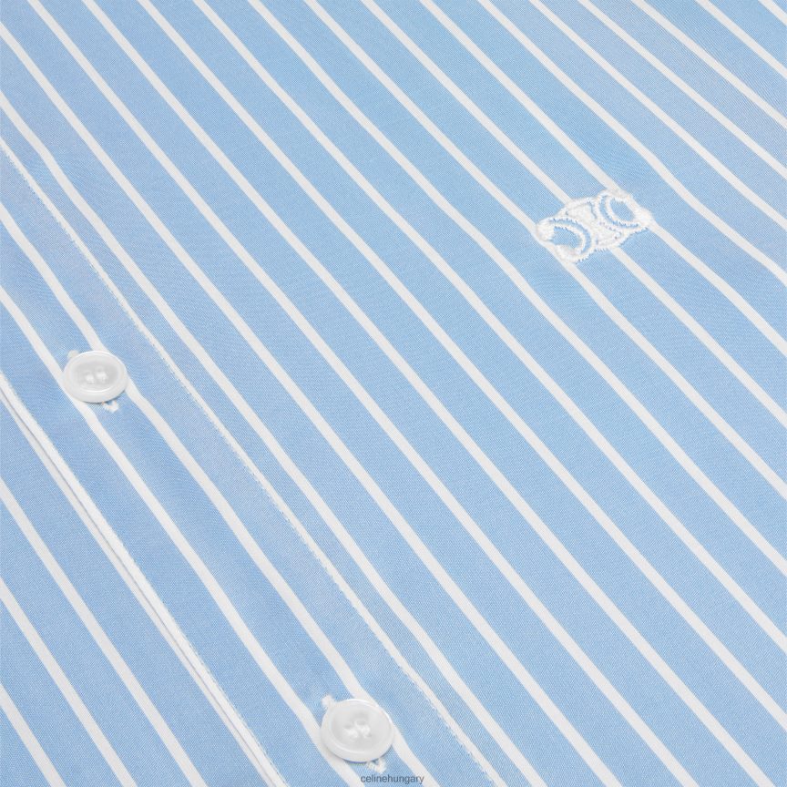 ruházat CELINE romy ing csíkos selyemből bleu/craie nők J6P488838