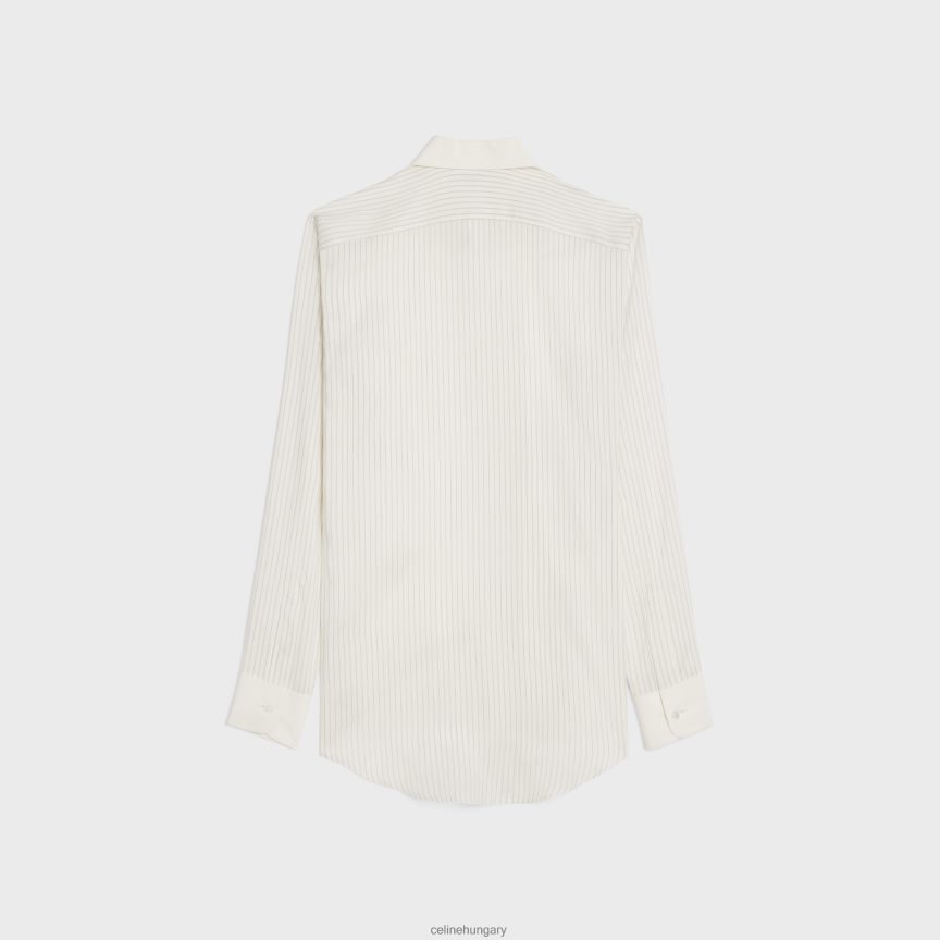 ruházat CELINE romy ing csíkos selyemből craie/gris clair nők J6P488839