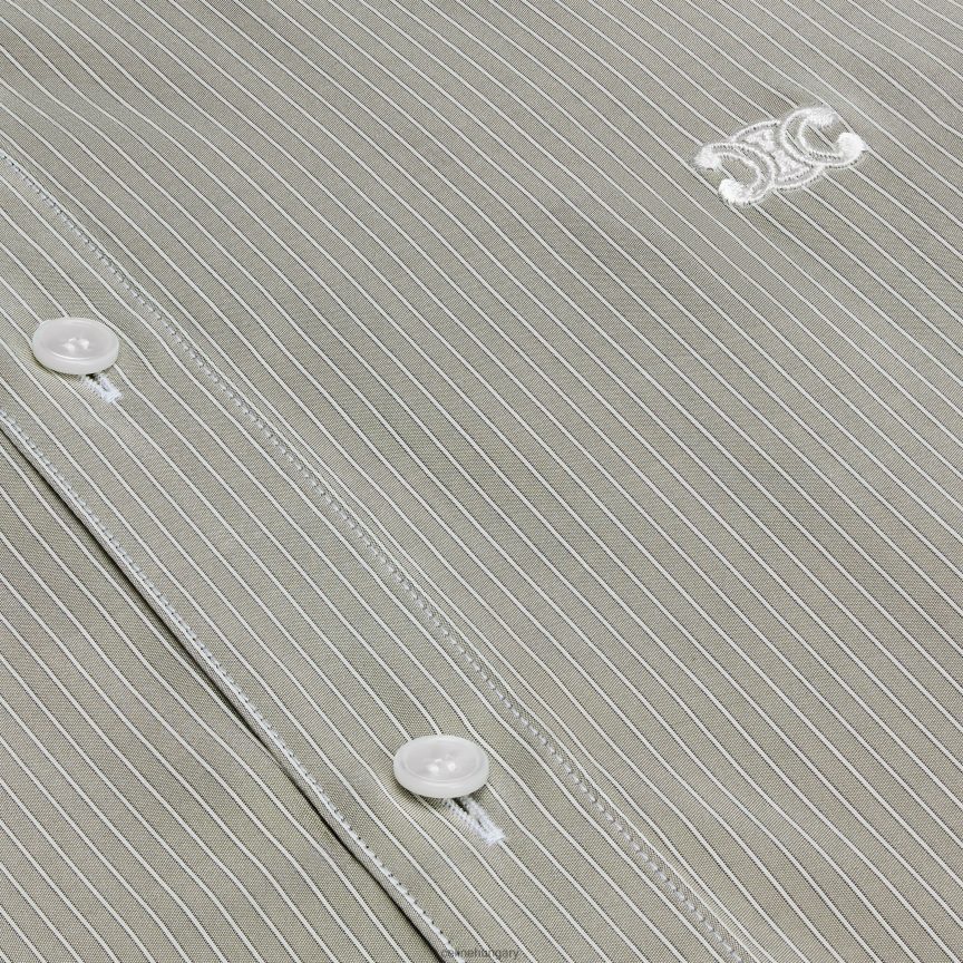 ruházat CELINE romy ing csíkos selyemből gris clair/craie/antracit nők J6P488836