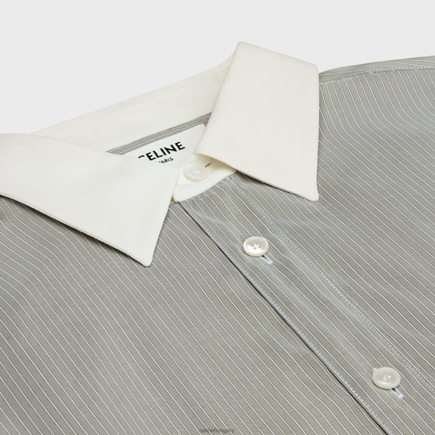 ruházat CELINE romy ing csíkos selyemből gris clair/craie/antracit nők J6P488836