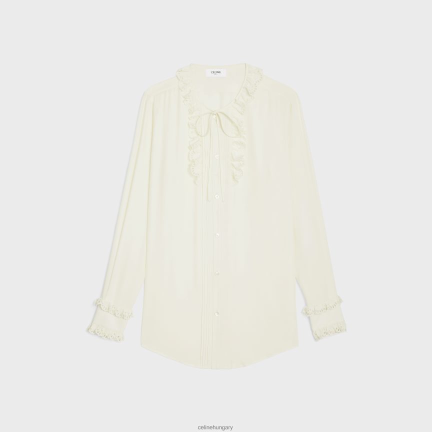 ruházat CELINE romy ing selyem krepp és acetát anyagból elefántcsont nők J6P488828