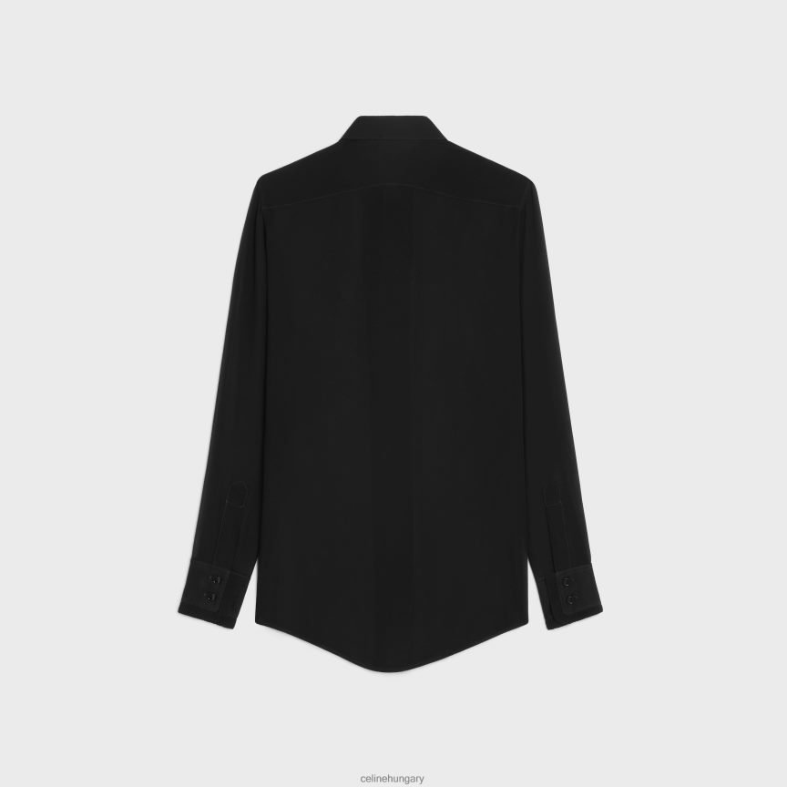 ruházat CELINE romy ing selyemgeorgette-ből fekete nők J6P488636
