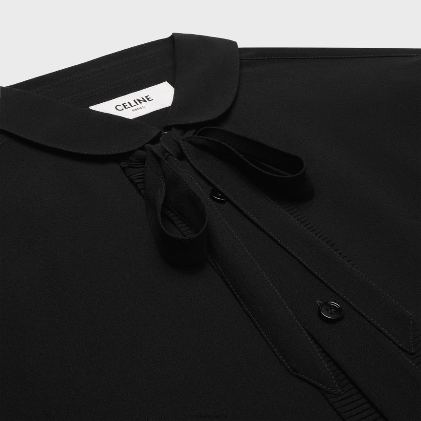 ruházat CELINE romy ing selyemgeorgette-ből fekete nők J6P488636