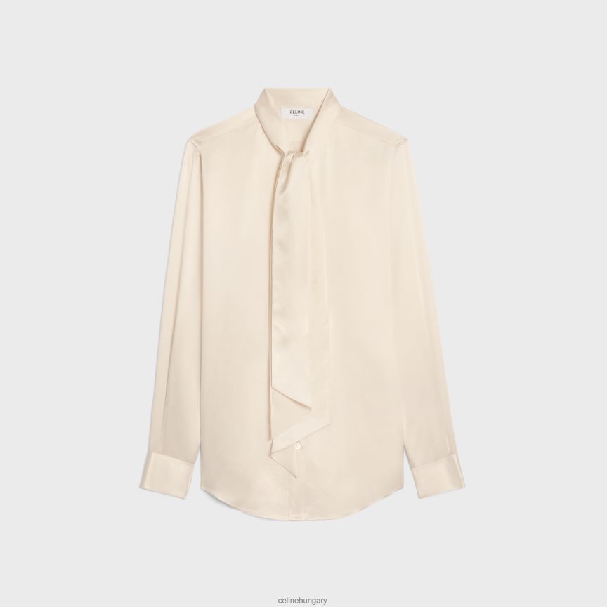 ruházat CELINE romy ing szatén selyemből törtfehér nők J6P488829