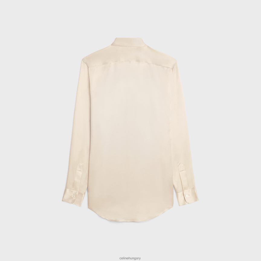 ruházat CELINE romy ing szatén selyemből törtfehér nők J6P488829